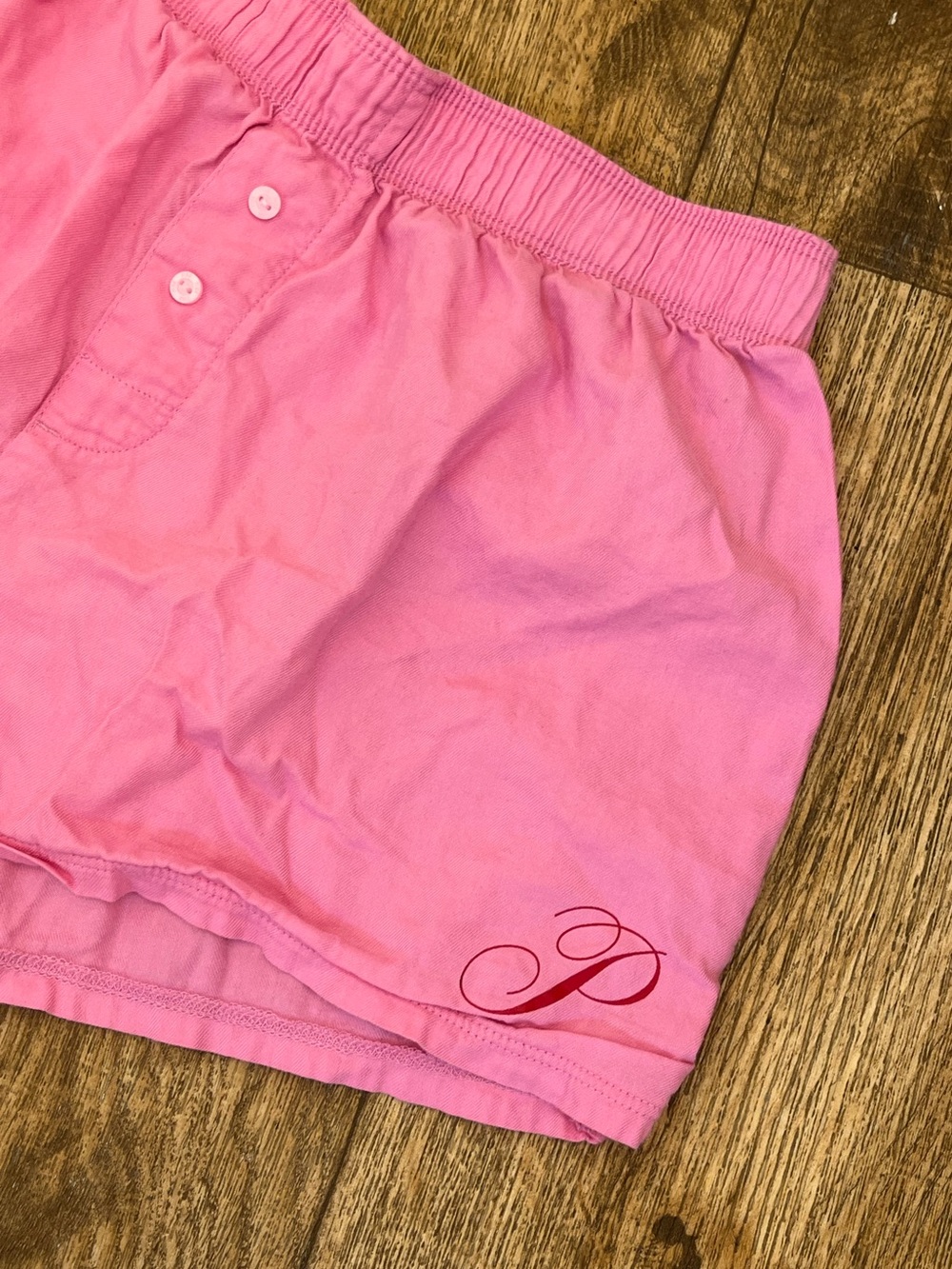PINK Victoria secret Pink Women's Elastic-Waist Shorts with red P Script Accent